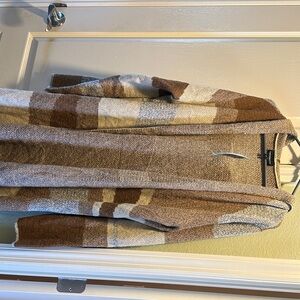 Brown and Tan Plaid Cardigan